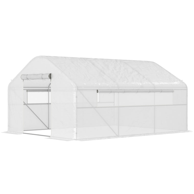 13' x 10' x 6.5' White Tunnel Greenhouse with Steel Frame
