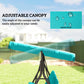 3-Seater Outdoor Porch Swing with Adjustable Canopy, Patio Swing Chair for Garden, Poolside, Backyard, Grey and White
