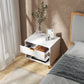 Nightstand with Fluted Panel, Bedside Table with Drawer and Open Compartment, Modern Night Table for Bedroom, White
