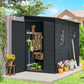 4.3' x 8' Outdoor Storage Shed with Floor, Garden Shed with Lockable Doors and Windows, Dark Grey