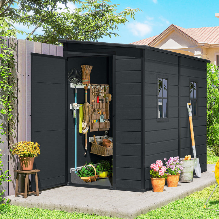 4.3' x 8' Garden Shed with Floor, Doors & Windows