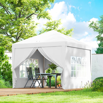 10' x 10' White Pop-Up Party Tent Gazebo with Carry Bag
