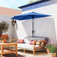 Half Outdoor Patio Umbrella with Solar LED Lights Half Umbrella with Crank 105.1" x 53.5" Navy Blue