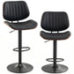 Bar Stools Set of 2, Swivel Counter Height Barstools with Back, Adjustable Height, Black