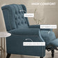 Wingback Reclining Chair with Footrest, Button Tufted Recliner Chair with Rolled Armrests for Living Room, Blue