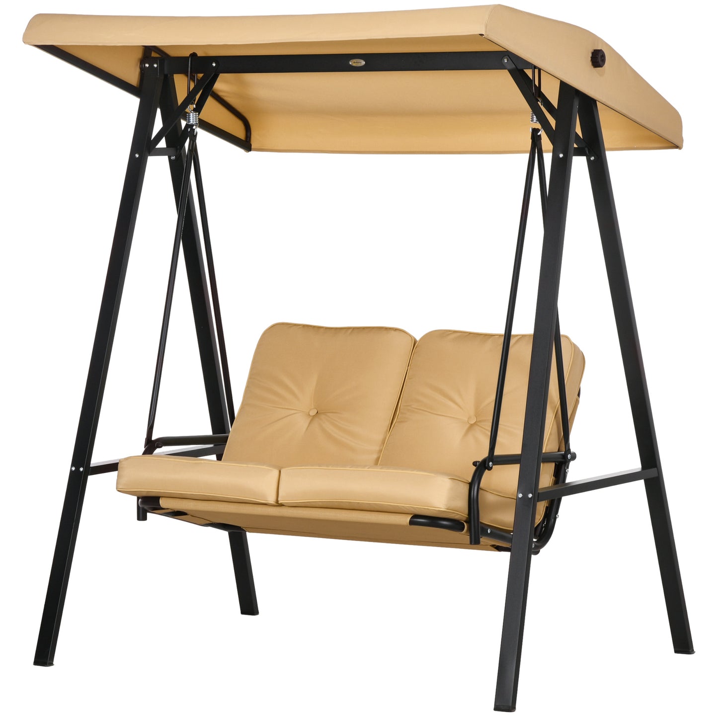 2-Seater Outdoor Porch Swing with Adjustable Canopy, Patio Swing Chair for Garden, Poolside, Backyard, Dark Blue