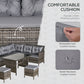 6pcs Outdoor Rattan Sofa Set Garden Wicker Sectional Couch Furniture Set with Dining Table and Chair Dark Grey