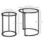 Set of 2 Nesting Coffee Tables with Metal Base, Round Side Table with Tempered Glass Tabletop for Living Room, Bedroom, Black
