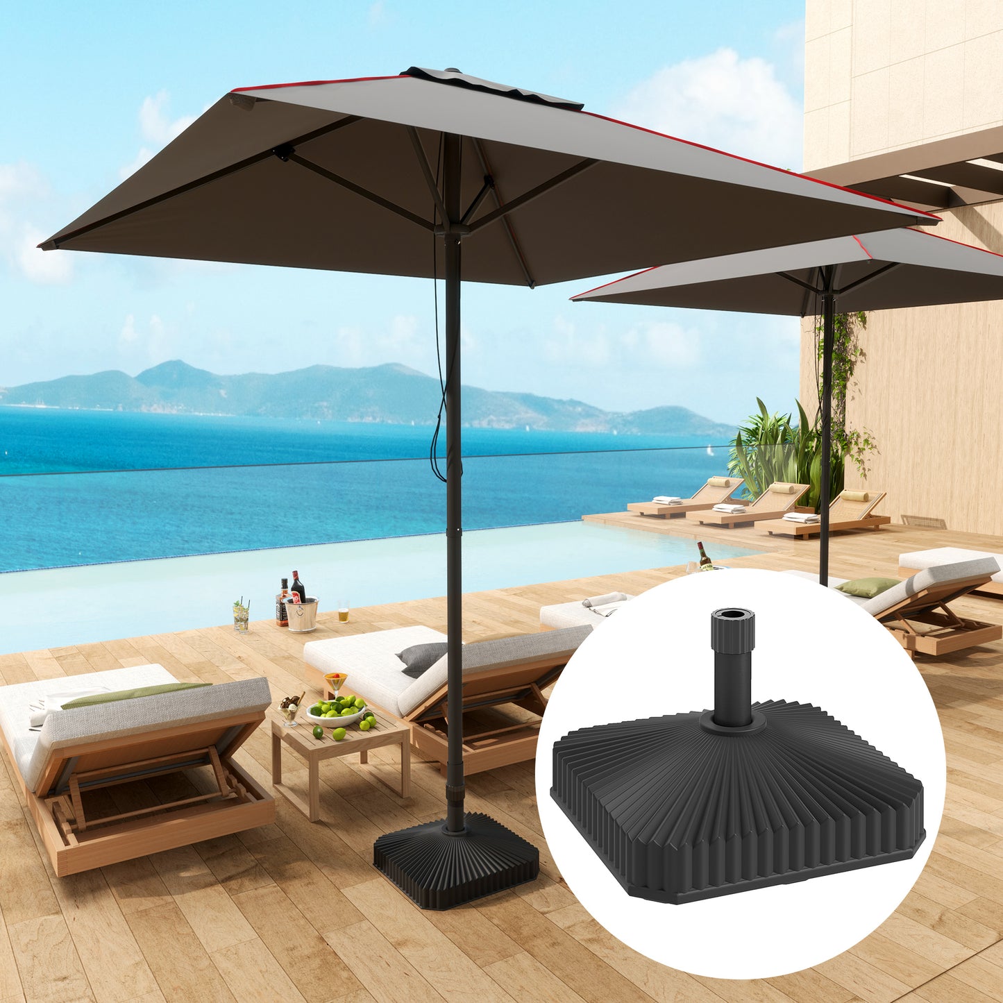 17.7" x 17.7" x 11.8" Black Heavy Duty Umbrella Base