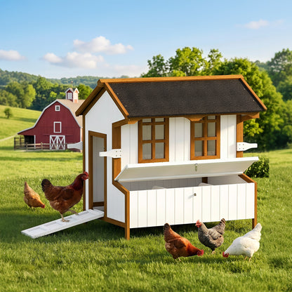 47" Wood Chicken Coop with Raised Cage