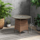 31.5" Outdoor Round Patio Table with Umbrella Hole, Bistro Coffee Table with Tempered Glass Top for Garden, Brown