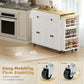 Kitchen Island with Sliding Expandable Top, Rolling Kitchen Cart with Drawers, Cabinets & Spice Rack, White