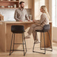 Modern Bar Stools Set of 2, PU Leather Barstools, Counter Height Kitchen Chairs for Breakfast Bars, Dining Room, Black