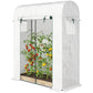 Mini Greenhouse, Portable Garden Green House with Roll-up Door and Mesh Windows, 6' x 2' x 6.6', White
