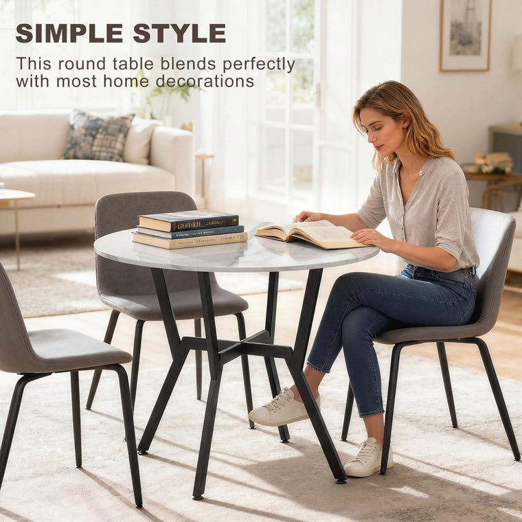 35" Round Dining Table with Steel Frame