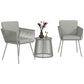 3 Piece Outdoor Patio Bistro Set, Wicker Rattan Furniture with Metal Legs for Garden, Backyard, Light Grey