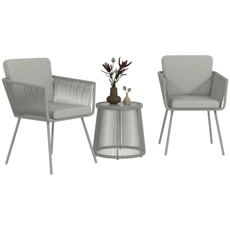 3-Piece Wicker Rattan Bistro Set with Metal Legs