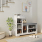Upholstered Shoe Storage Bench w/ Seat, Entrance Bench w/ Drawer and 6 Open Shelves for Hallway, White