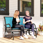 Outdoor Glider Bench, 2 Person Patio Glider Chair, Gliding Outdoor Garden Loveseat Swing Bench with Breathable Mesh Fabric, Steel Frame for Backyard, Porch, Blue