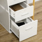 47" Computer Desk with Keyboard Tray and Storage Drawers, Home Office Workstation Table with Storage Shelves, White