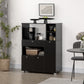 Compact Kitchen Pantry Buffet Server Hutch Storage Cabinet with Microwave Oven Stand Drawer and Shelves, Black