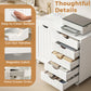 Mobile Lateral Filing Cabinet with 5 Drawers, Printer Stand with Power Outlets and USB Ports for Home Office, White