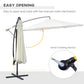 9.7ft Offset Patio UmbrellaCantilever Parasol with Crank Handle, 8 Ribs and Cross Base for Outdoor, Sun Shade, Cream