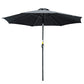 10' x 8' Round Market Umbrella, Patio Umbrella with Crank Handle and Tilt, Outdoor Parasol for Garden, Black