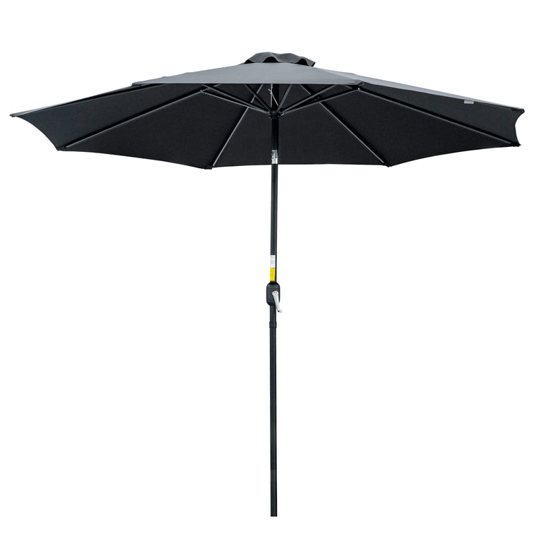 10' x 8' Black Round Market Umbrella with Crank & Tilt