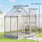 6' x 4' x 6.6' Polycarbonate Greenhouse, Walk-In Green House Kit Garden, Plants Grow, Galvanized Sheet Aluminum Frame with Rain Gutter, Vent and Sliding Door, Silver