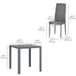 3-Piece Rectangular Glass Kitchen Table and Chairs with Metal Frame and Faux Leather Upholstery for Dining Room, Grey