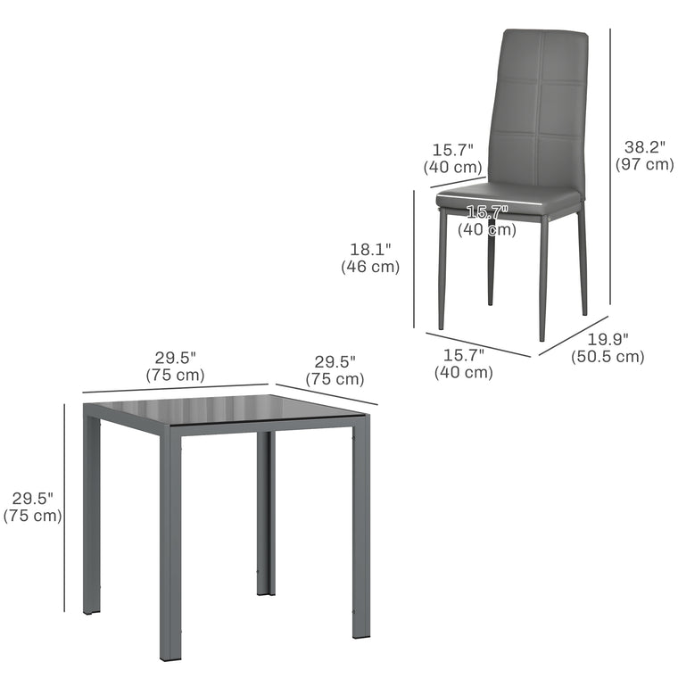 3-Piece Glass Dining Table Set