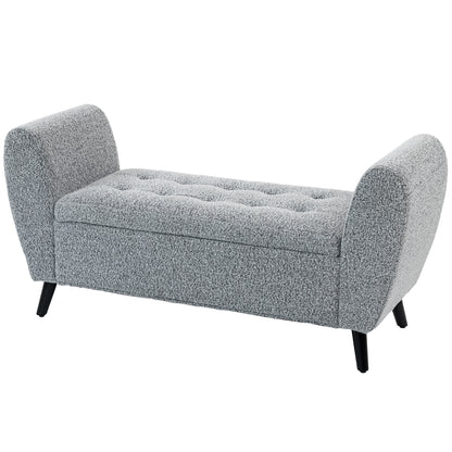 Upholstered Storage Bench with Arms - Grey