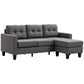 L-shaped Sofa, 3 Seater Couch with Ottoman, Corner Sofa with Thick Padded Cushion and Wood Legs, Dark Grey