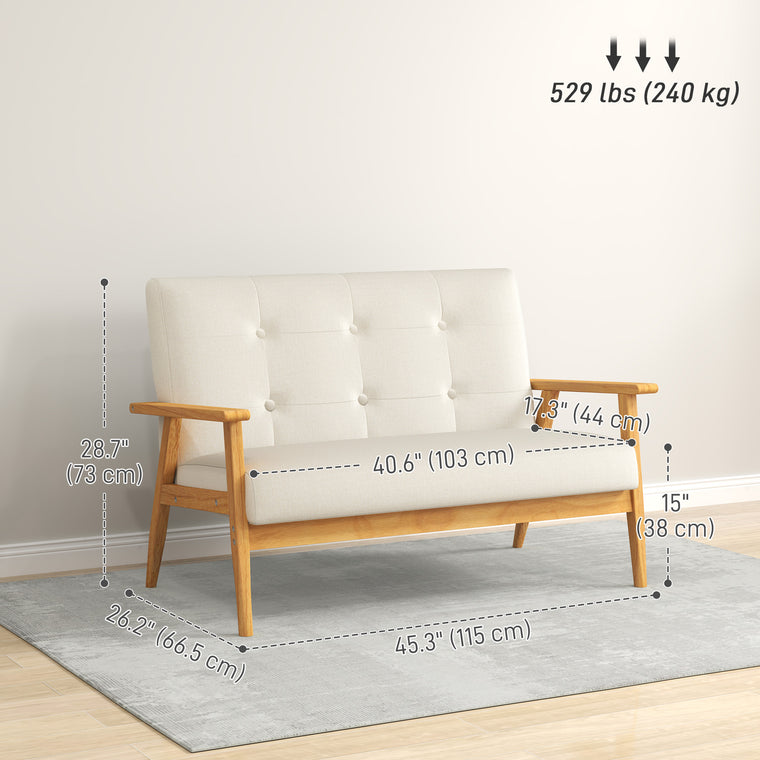 45" 2-Seater Sofa with Wood Legs - Beige