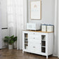 Buffet Cabinet Sideboard with 2 Drawers, 3 Storage Cabinets, Glass Doors and Adjustable Shelves, White