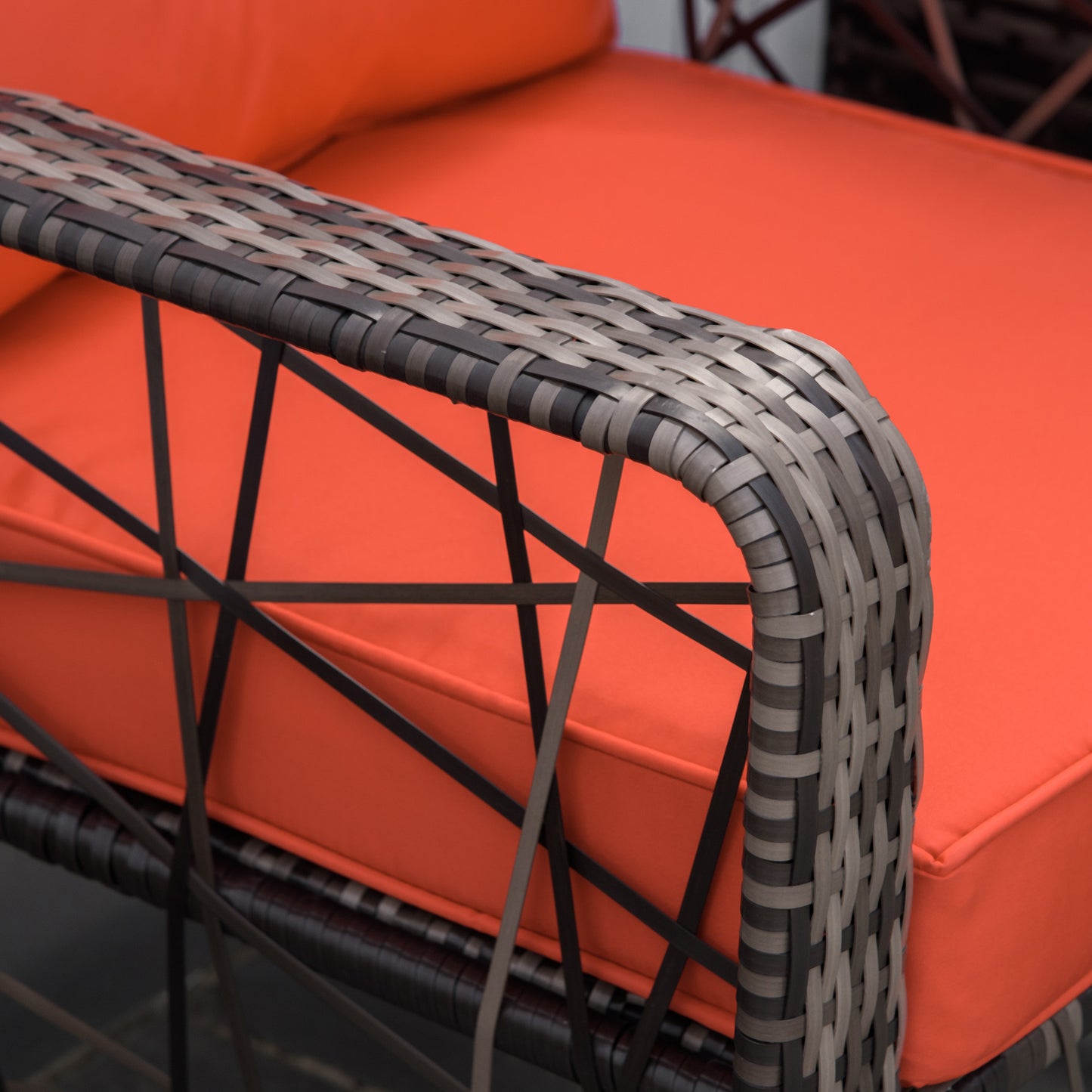 3 Pieces Wicker Patio Furniture Set, Rattan Bistro Set with Storage Coffee Table and Thickened Cushions, Outdoor Conversation Set for Garden, Porch, Balcony, Red