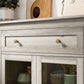 Dining Room Sideboard Buffet Cabinet with Storage, Coffee Bar Cabinet with Glass Doors and Adjustable Shelves, Weathered Grey Oak