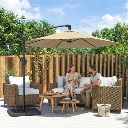 9.7' Khaki Offset Umbrella with Fillable Weights