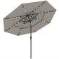 9.3' Grey Market Umbrella with Solar LED Lights & Tilt Crank