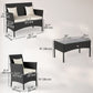 4-Piece Rattan Outdoor Furniture Set Patio Furniture Set with Coffee Table 22.8" W x 21.7" D x 33.5" H Black & Cream