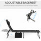 Folding Chaise Lounge Chair, Outdoor Padded Reclining Chair with 5-position Adjustable Backrest, Pillow and Pocket for Patio, Deck, Beach, Lawn and Sunbathing, Black
