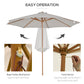 10' x 8' Wooden Patio Umbrella, Garden Parasol, Outdoor Sunshade Canopy with Bamboo Rib for Outdoor, Grey