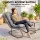 Outdoor Rocking Chair, Oversized Rocking Patio Chair with 25" Extra Wide Mesh Seat and Cushion, Dark Grey
