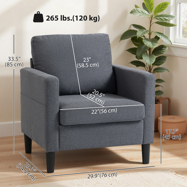 Upholstered Accent Chair with Padded Seat - Dark Grey
