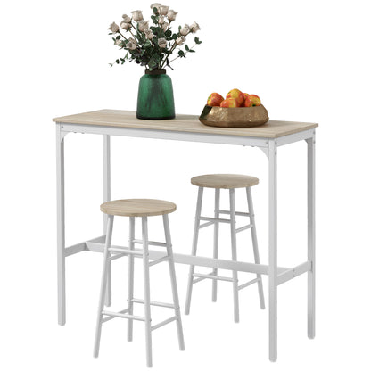 3-Piece Counter Height Bar Table and Chairs Set for 2 - Oak