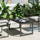 12.4" Steel Patio End Table, Round Hollow Drum Side Table, Accent Table for Indoor and Outdoor, Khaki