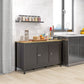 Sideboard, Buffet Cabinet with Doors and Adjustable Shelves for Living Room, Entryway, Black and Natural