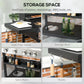 40,000 BTU Propane Gas Grill BBQ Cart with 4 Main Burners, 1 Side Burner, with Warming Rack, Side Prep Tables, Black
