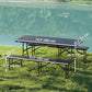 6FT 3PCS Faux Rattan Outdoor Camping Table Bench Set with Carrying Handles, Folding Picnic Table with 2 Benches, Black